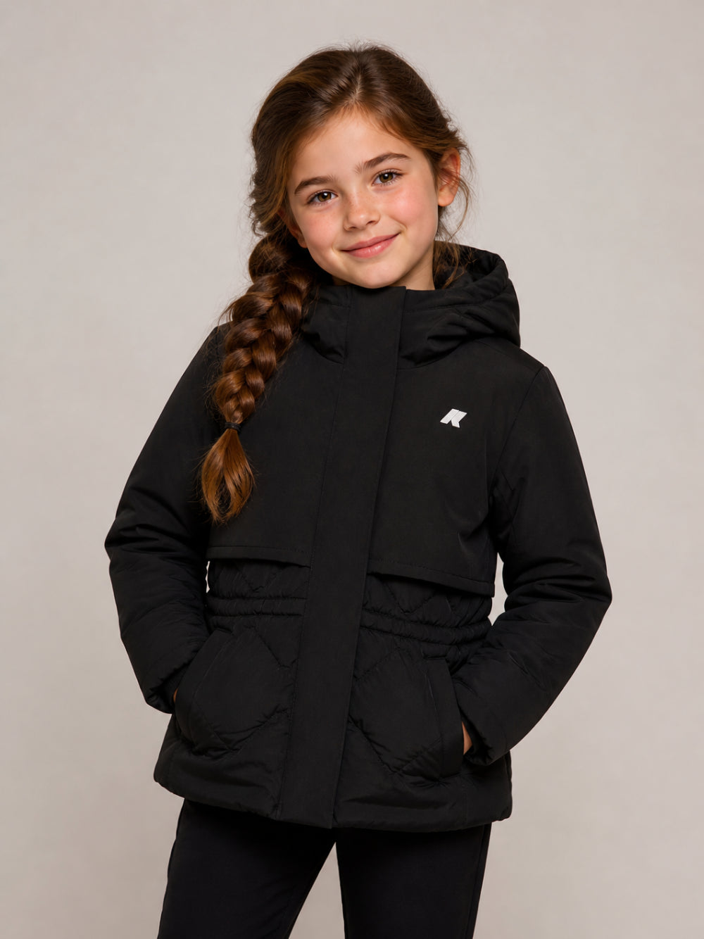 Giubbino per bambina K-WAY Kids nero con design trapuntato K81528W USY K-WAY KIDS 