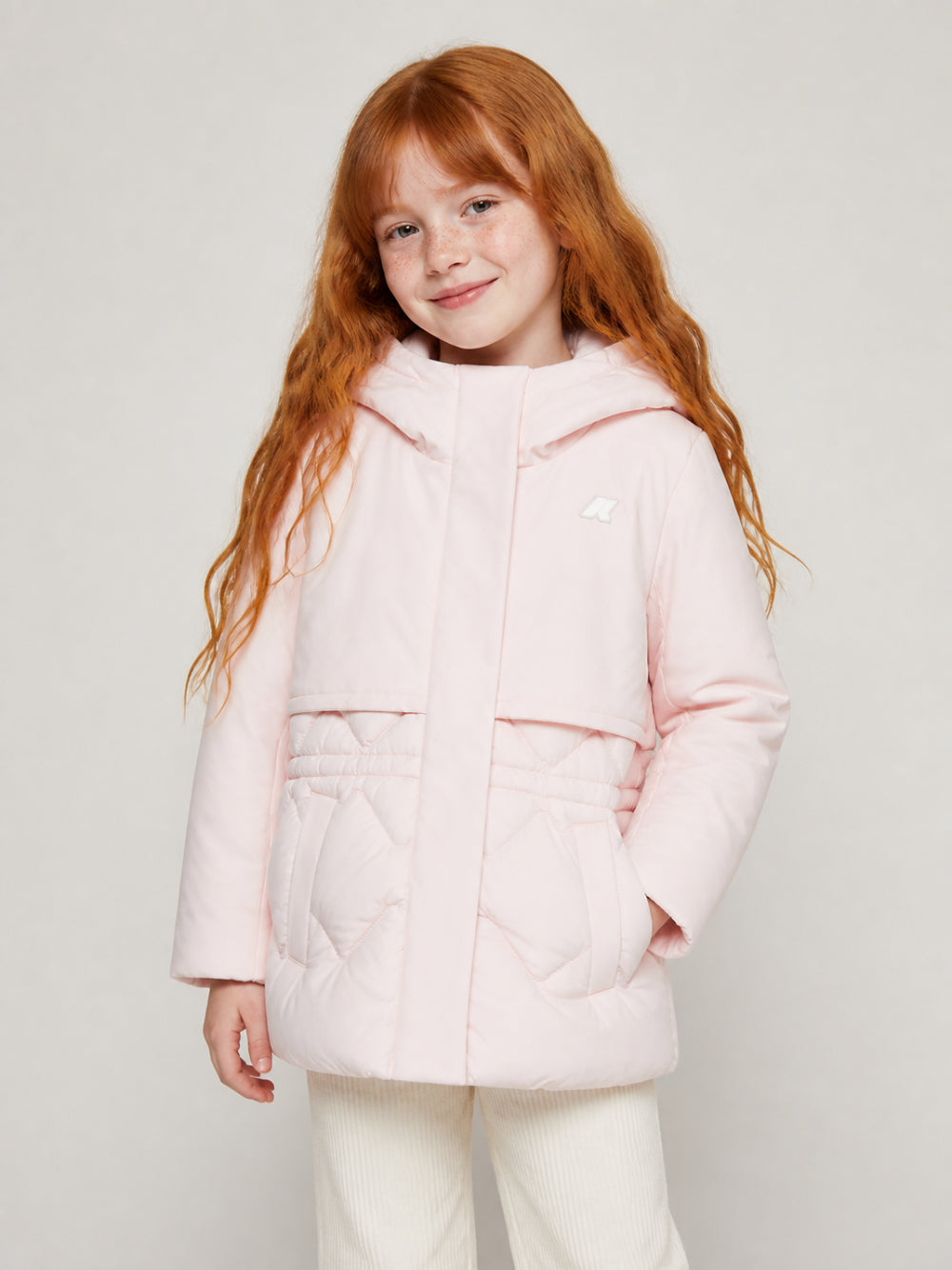 Giubbino per bambina K-WAY Kids rosa con design trapuntato K81528W W4U K-WAY KIDS 