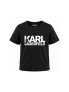 T-shirt Mini Me per bambini Karl Lagerfeld Kids nera con stampa logo sul davanti Z31098 09B KARL LAGERFELD KIDS 