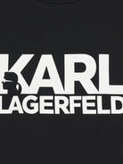 T-shirt Mini Me per bambini Karl Lagerfeld Kids nera con stampa logo sul davanti Z31098 09B KARL LAGERFELD KIDS 