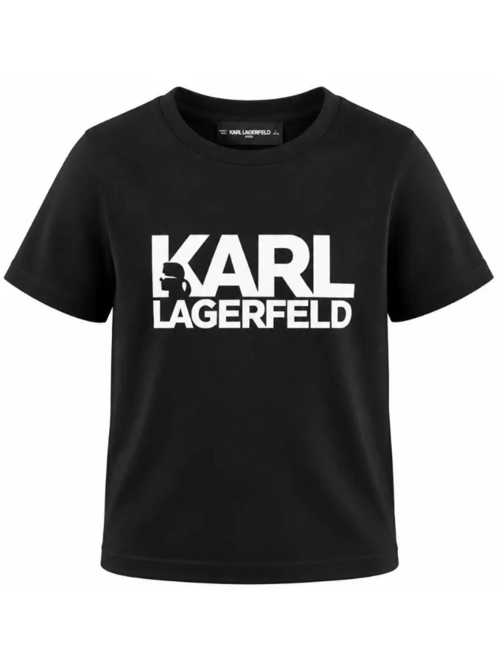 T-shirt Mini Me per bambini Karl Lagerfeld Kids nera con stampa logo sul davanti Z31098 09B KARL LAGERFELD KIDS 