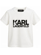 T-shirt Mini Me per bambini Karl Lagerfeld Kids bianca con stampa logo sul davanti Z31098 10P KARL LAGERFELD KIDS 