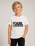 T-shirt Mini Me per bambini Karl Lagerfeld Kids bianca con stampa logo sul davanti Z31098 10P KARL LAGERFELD KIDS 