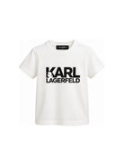 T-shirt Mini Me per bambini Karl Lagerfeld Kids bianca con stampa logo sul davanti Z31098 10P KARL LAGERFELD KIDS 