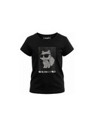 T-shirt per bambina Karl Lagerfeld Kids nero con dettaglio logo Z31158 09B KARL LAGERFELD KIDS 