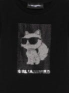 T-shirt per bambina Karl Lagerfeld Kids nero con dettaglio logo Z31158 09B KARL LAGERFELD KIDS 