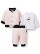 Set tre pezzi per neonata Karl Lagerfeld Kids rosa con logo sul davanti Z31278 46M KARL LAGERFELD KIDS 