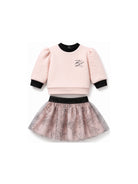 Set felpa e gonna per neonata Karl Lagerfeld Kids rosa con stampa Choupette Z31281 M94 KARL LAGERFELD KIDS 