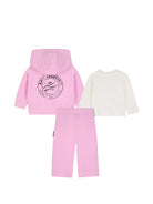 Set tre pezzi per neonata Karl Lagerfeld Kids rosa con stampa Choupette Z31293 47U KARL LAGERFELD KIDS 