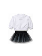 Set felpa e gonna per neonata Karl Lagerfeld Kids bianco e nero con strato in tulle Z31294 10P KARL LAGERFELD KIDS 
