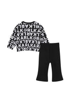 Set tuta sportiva per neonata Karl Lagerfeld Kids nero con stampa logo all-over Z31296 09B KARL LAGERFELD KIDS 