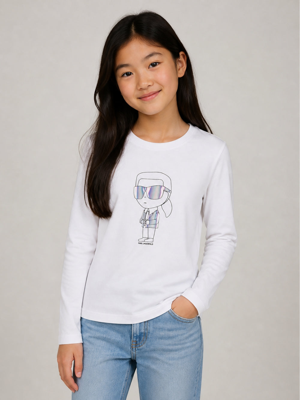 T-shirt per bambini Karl Lagerfeld Kids bianca con stampa grafica Z31307 10P KARL LAGERFELD KIDS 