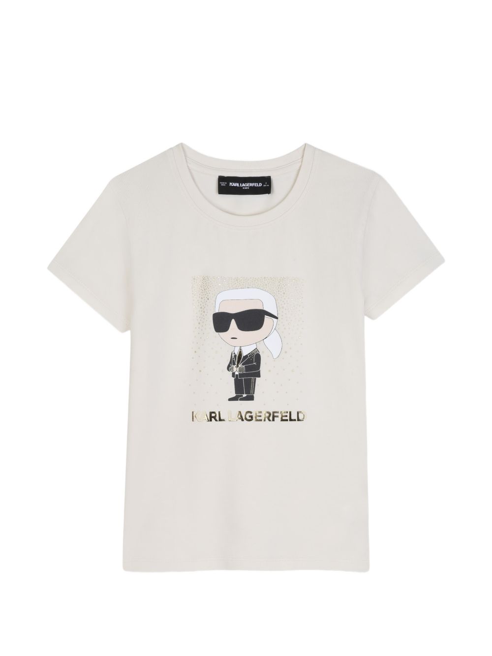 T-shirt per bambino Karl Lagerfeld Kids beige con stampa grafica Z31308 182 KARL LAGERFELD KIDS 
