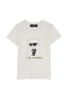 T-shirt per bambino Karl Lagerfeld Kids beige con stampa grafica Z31308 182 KARL LAGERFELD KIDS 