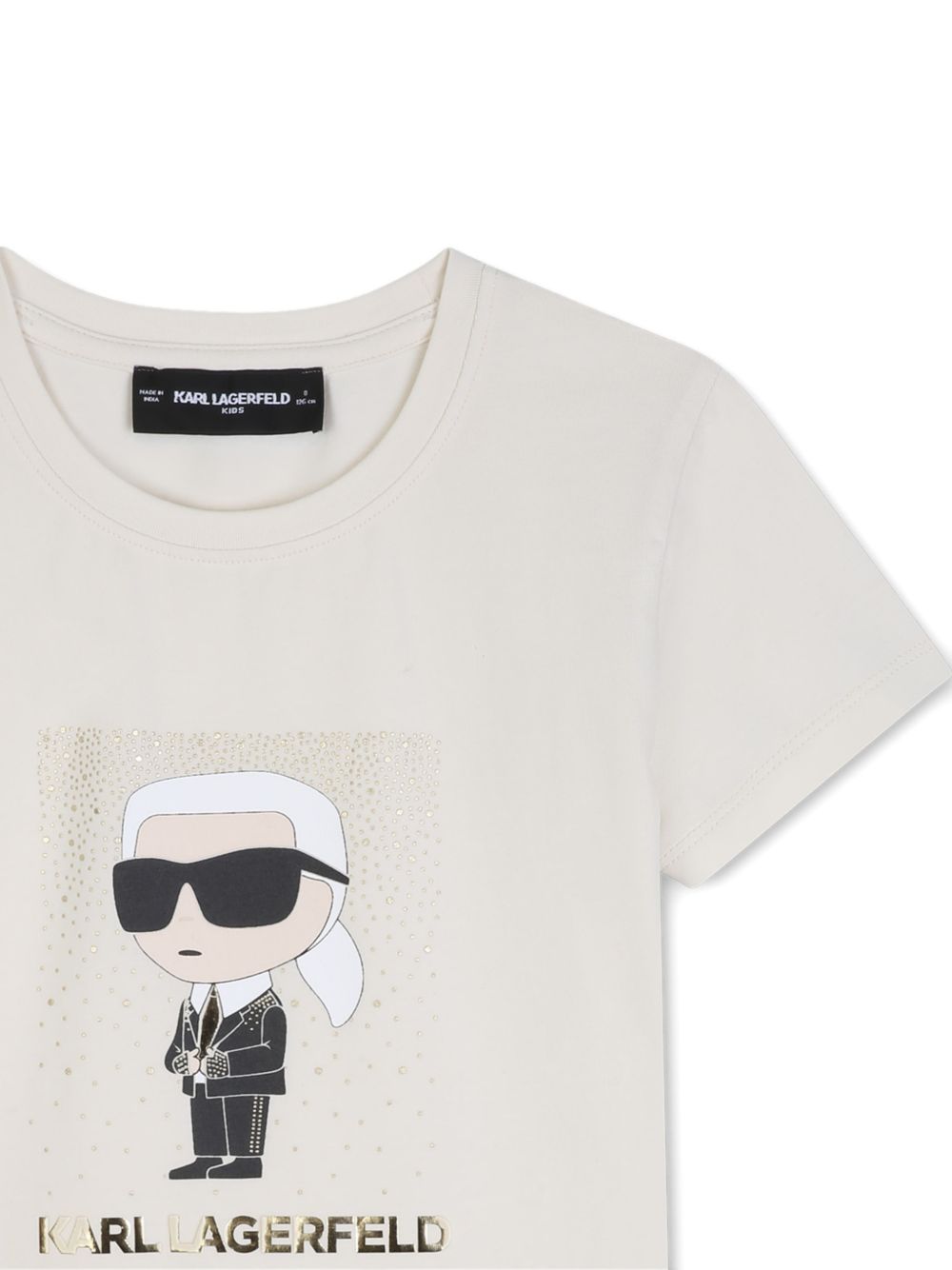 T-shirt per bambino Karl Lagerfeld Kids beige con stampa grafica Z31308 182 KARL LAGERFELD KIDS 