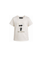T-shirt per bambino Karl Lagerfeld Kids beige con stampa grafica Z31308 182 KARL LAGERFELD KIDS 
