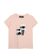 T-shirt per bambina Karl Lagerfeld Kids rosa con stampa grafica Z31308 471 KARL LAGERFELD KIDS 
