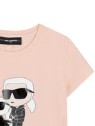 T-shirt per bambina Karl Lagerfeld Kids rosa con stampa grafica Z31308 471 KARL LAGERFELD KIDS 