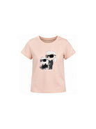 T-shirt per bambina Karl Lagerfeld Kids rosa con stampa grafica Z31308 471 KARL LAGERFELD KIDS 