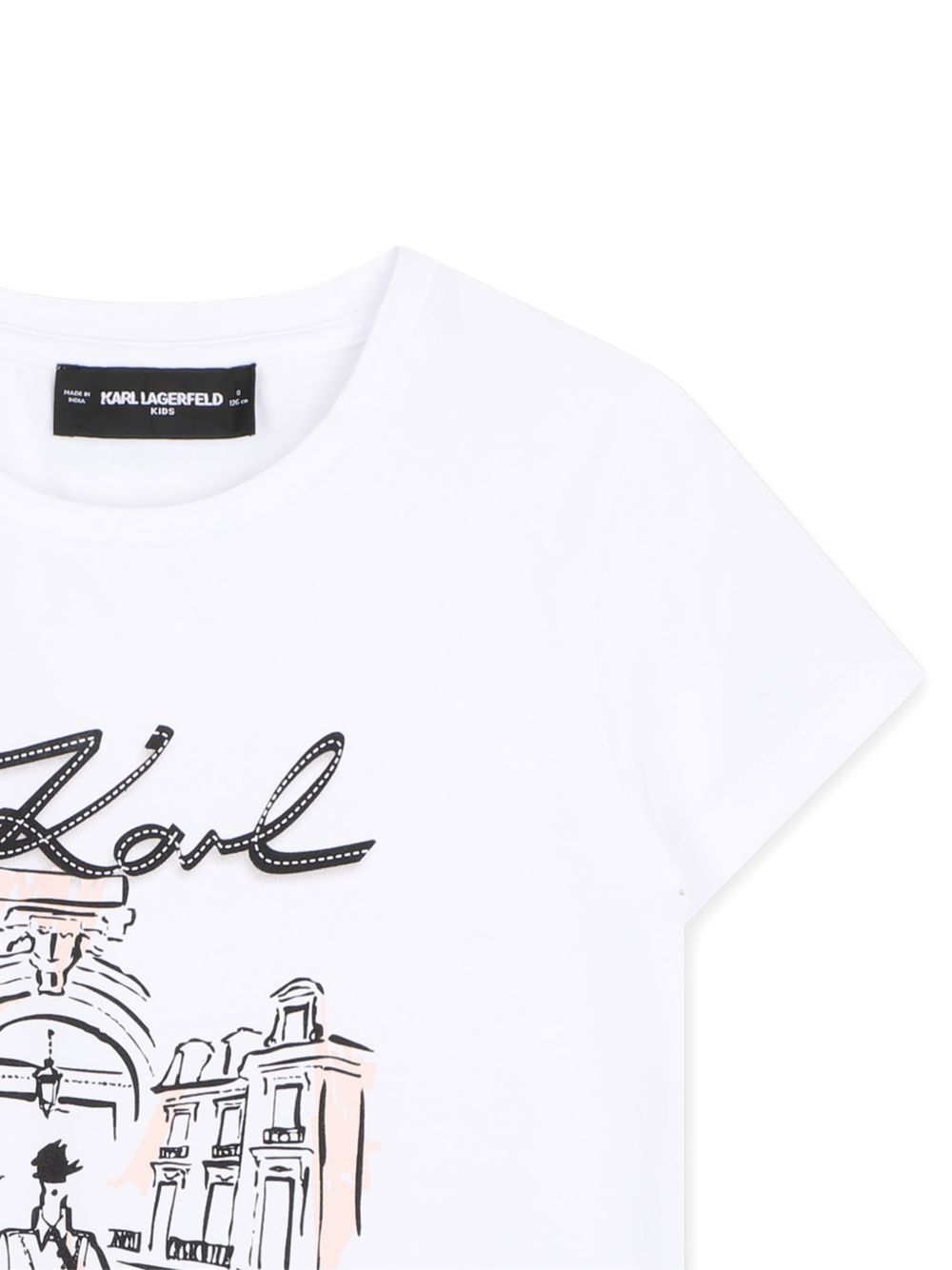 T-shirt per bambina Karl Lagerfeld Kids bianca con stampa grafica Z31313 10P KARL LAGERFELD KIDS 