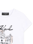 T-shirt per bambina Karl Lagerfeld Kids bianca con stampa grafica Z31313 10P KARL LAGERFELD KIDS 