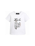 T-shirt per bambina Karl Lagerfeld Kids bianca con stampa grafica Z31313 10P KARL LAGERFELD KIDS 