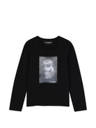T-shirt per bambini Karl Lagerfeld Kids nera con stampa grafica Z31314 09B KARL LAGERFELD KIDS 