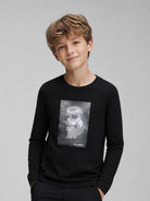 T-shirt per bambini Karl Lagerfeld Kids nera con stampa grafica Z31314 09B KARL LAGERFELD KIDS 