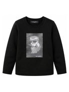 T-shirt per bambini Karl Lagerfeld Kids nera con stampa grafica Z31314 09B KARL LAGERFELD KIDS 