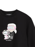 Felpa per bambina Karl Lagerfeld Kids nera con stampa grafica Z31318 09B KARL LAGERFELD KIDS 