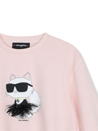 Felpa per bambina Karl Lagerfeld Kids rosa con stampa Choupette Z31318 471 KARL LAGERFELD KIDS 