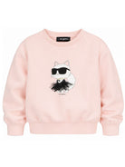 Felpa per bambina Karl Lagerfeld Kids rosa con stampa Choupette Z31318 471 KARL LAGERFELD KIDS 