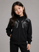 Felpa per bambina Karl Lagerfeld Kids nera con dettagli con strass Z31322 09B KARL LAGERFELD KIDS 