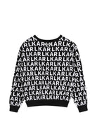 Maglione per bambina Karl Lagerfeld Kids nero con logo all-over Z31325 M41 KARL LAGERFELD KIDS 