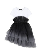 Abito per bambina Karl Lagerfeld Kids bianco e nero con ruches Z31326 N50 KARL LAGERFELD KIDS 