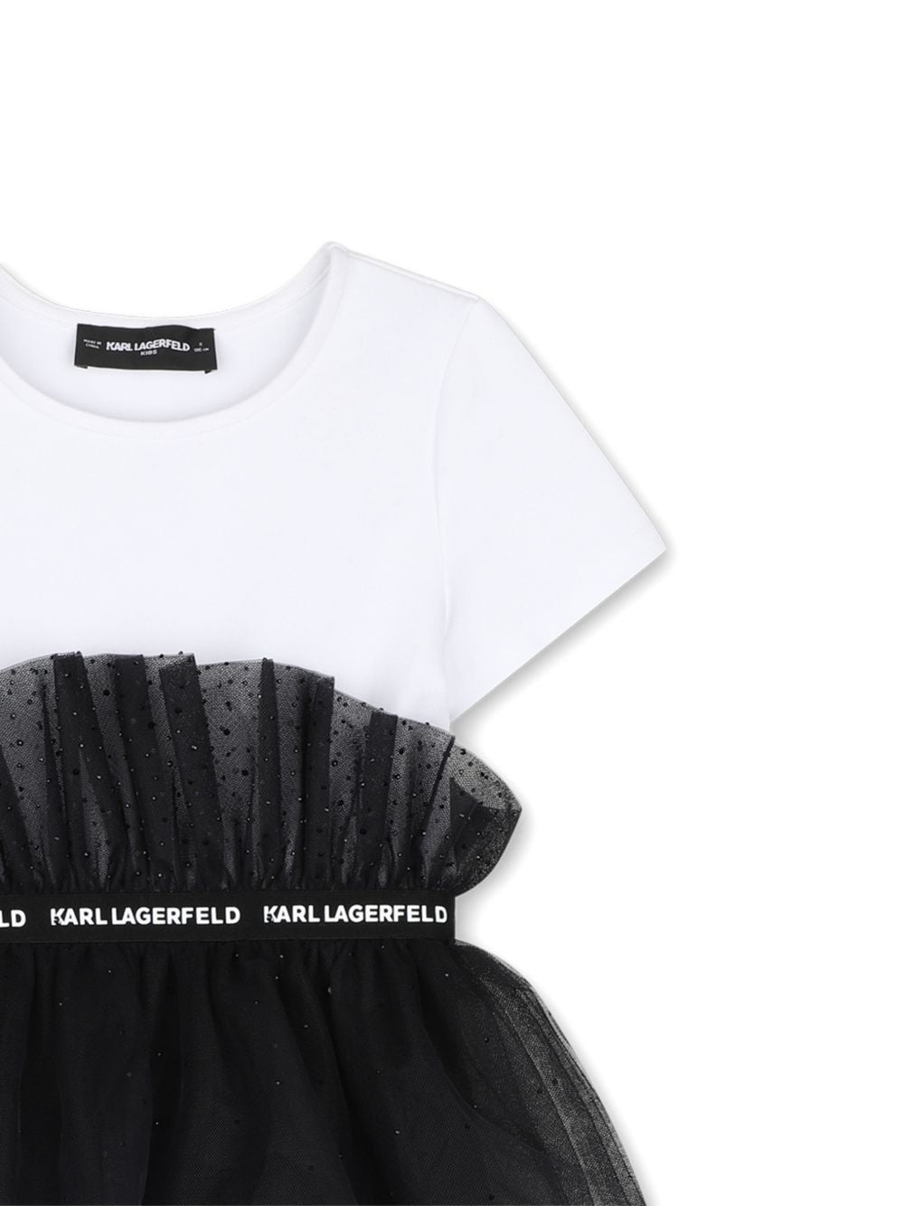 Abito per bambina Karl Lagerfeld Kids bianco e nero con ruches Z31326 N50 KARL LAGERFELD KIDS 