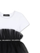 Abito per bambina Karl Lagerfeld Kids bianco e nero con ruches Z31326 N50 KARL LAGERFELD KIDS 