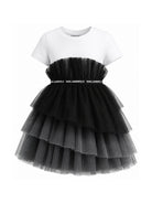 Abito per bambina Karl Lagerfeld Kids bianco e nero con ruches Z31326 N50 KARL LAGERFELD KIDS 