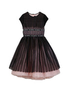 Abito per bambina Karl Lagerfeld Kids nero e rosa con motivo plissettato Z31327 M94 KARL LAGERFELD KIDS 