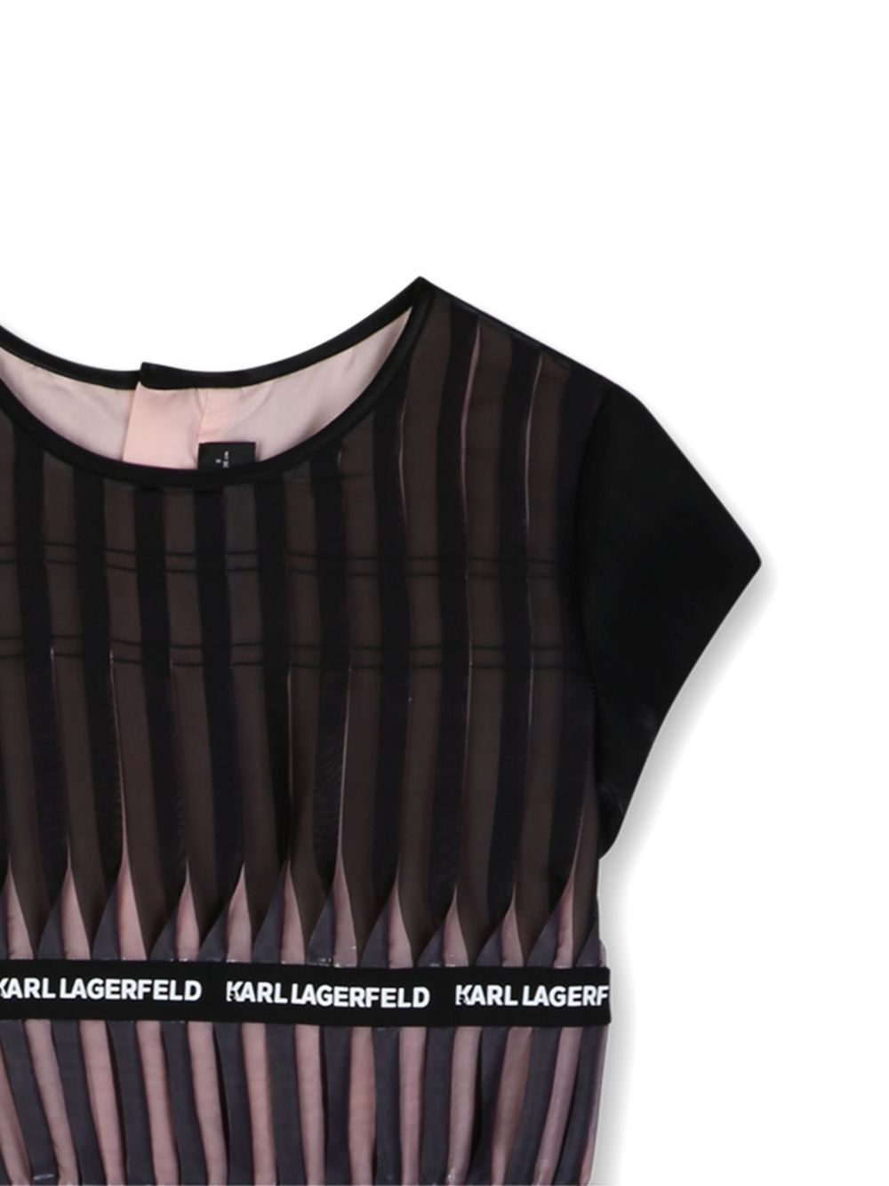 Abito per bambina Karl Lagerfeld Kids nero e rosa con motivo plissettato Z31327 M94 KARL LAGERFELD KIDS 