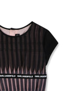 Abito per bambina Karl Lagerfeld Kids nero e rosa con motivo plissettato Z31327 M94 KARL LAGERFELD KIDS 
