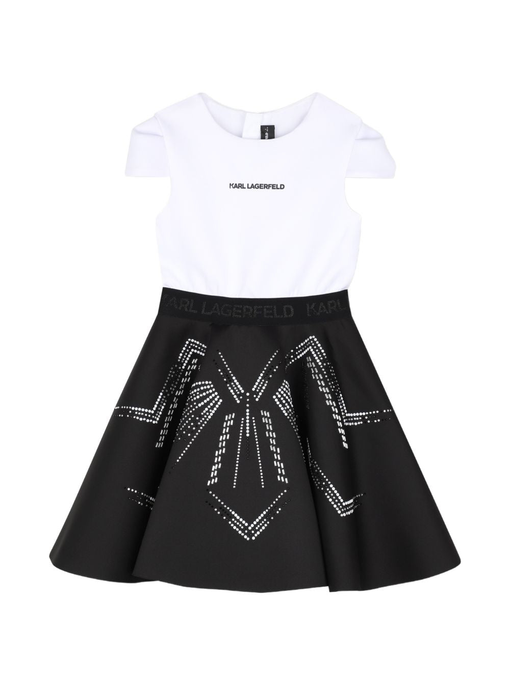 Abito svasato per bambina Karl Lagerfeld Kids bianco e nero con strass Z31328 M41 KARL LAGERFELD KIDS 