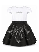 Abito svasato per bambina Karl Lagerfeld Kids bianco e nero con strass Z31328 M41 KARL LAGERFELD KIDS 