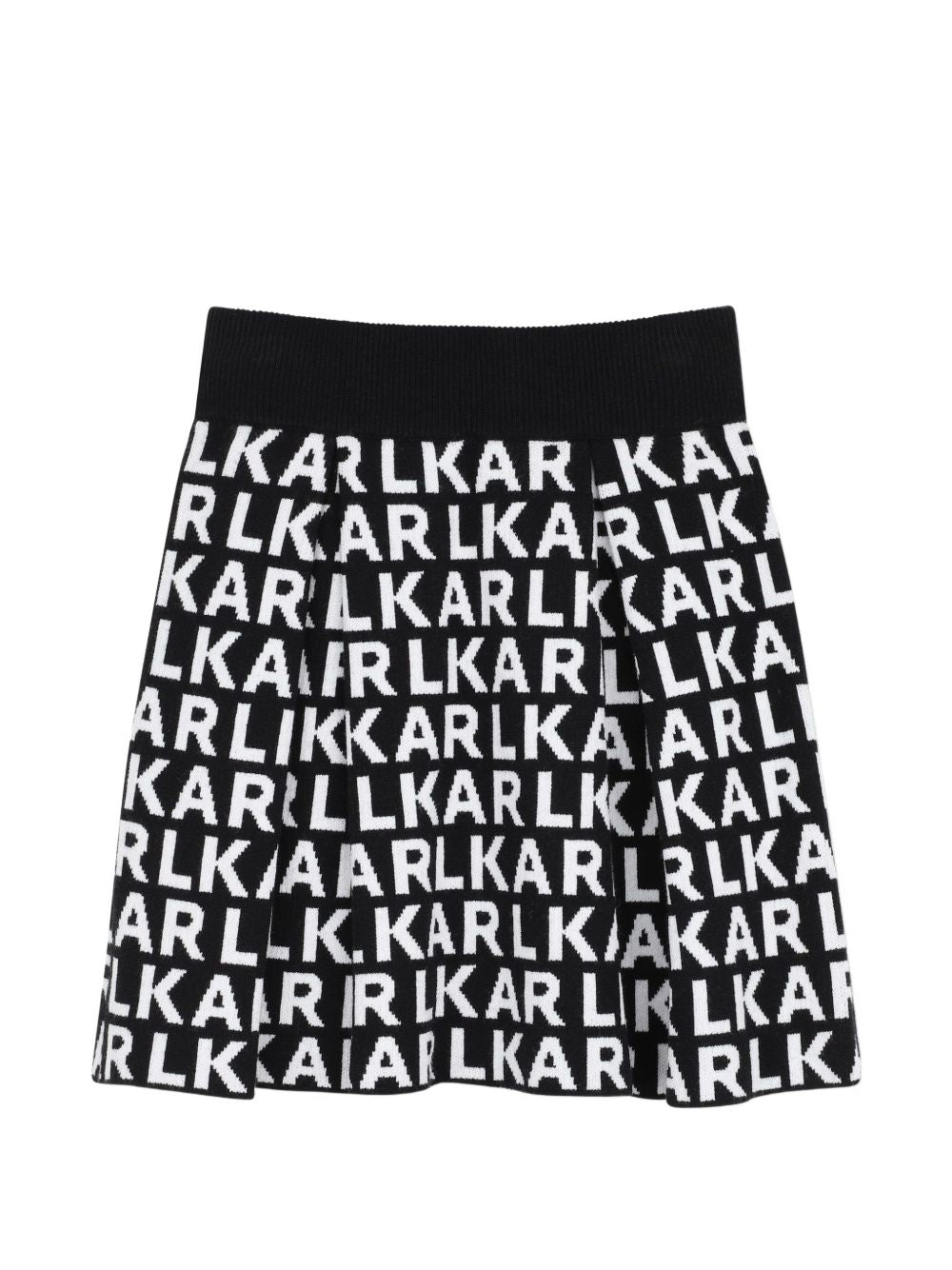 Gonna per bambina Karl Lagerfeld Kids nera con logo intarsiato all-over Z31348 M41 KARL LAGERFELD KIDS 