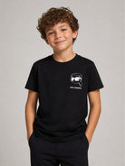 T-shirt per bambino Karl Lagerfeld Kids nera con stampa grafica Z31359 09B KARL LAGERFELD KIDS 
