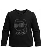 T-shirt per bambina Karl Lagerfeld Kids nera con dettaglio glitter Z31360 09B KARL LAGERFELD KIDS 
