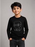 T-shirt per bambina Karl Lagerfeld Kids nera con dettaglio glitter Z31360 09B KARL LAGERFELD KIDS 
