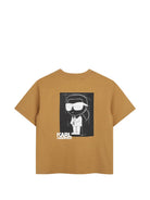 T-shirt per bambino Karl Lagerfeld Kids giallo mostarda con logo Z31362 300 KARL LAGERFELD KIDS 