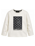 T-shirt per bambino Karl Lagerfeld Kids bianca con decorazione Z31364 182 KARL LAGERFELD KIDS 