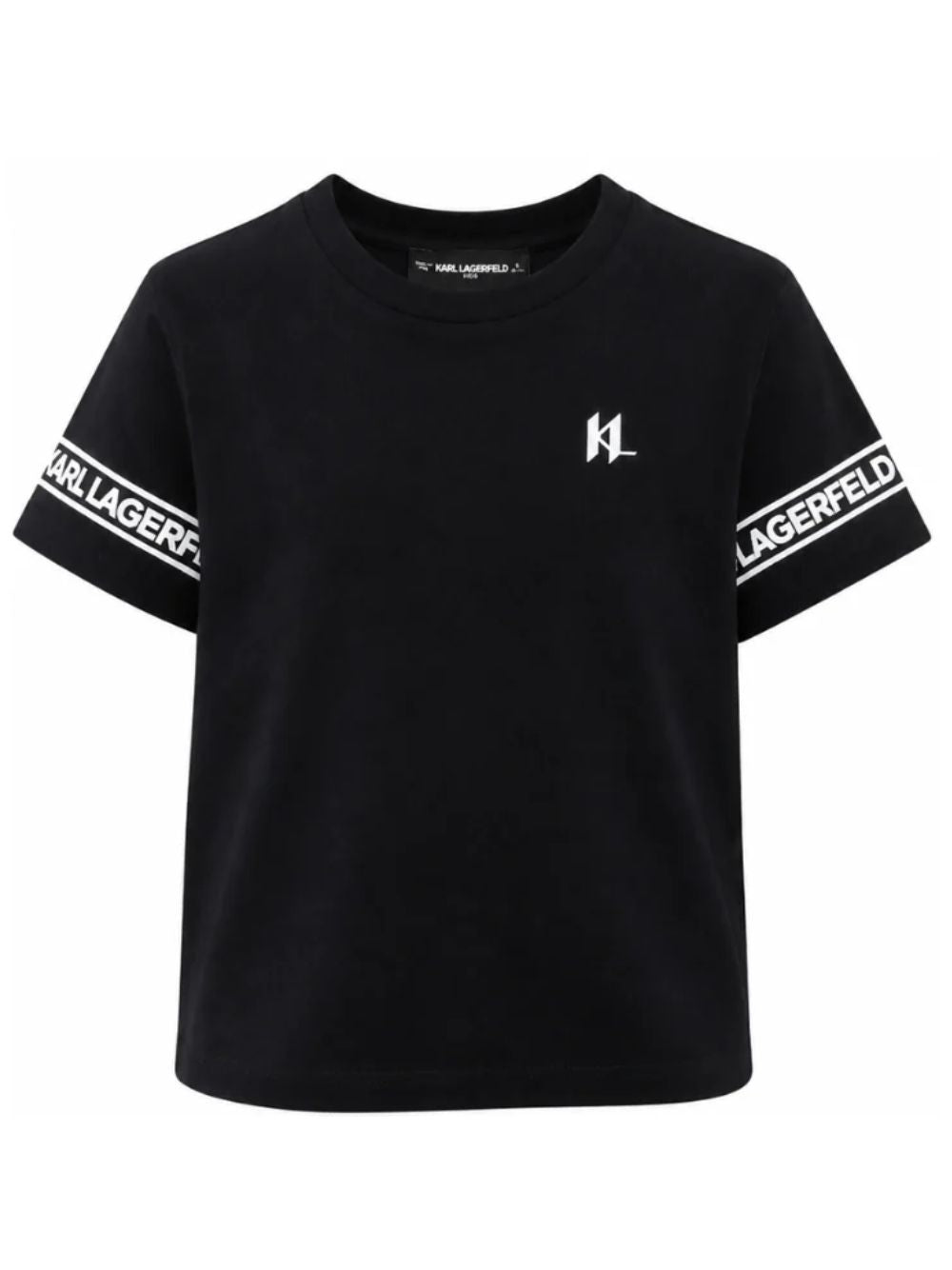T-shirt per bambino Karl Lagerfeld Kids nera con dettaglio logo Z31367 09B KARL LAGERFELD KIDS 